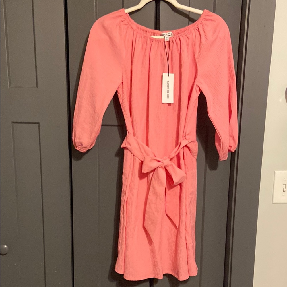 Pink Off-Shoulder Dress with Belt